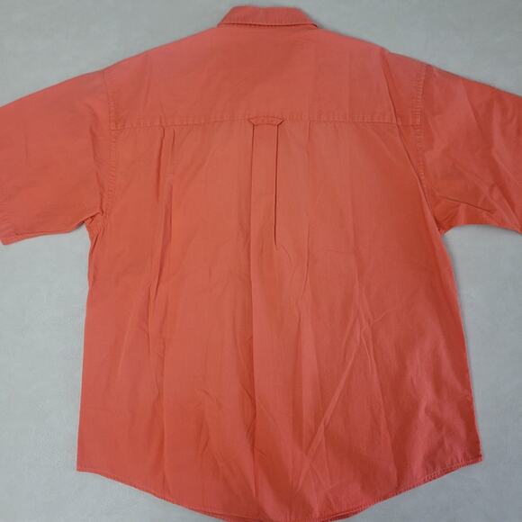 Gant Mens Short Sleeve Peach Poplin Button-Down Shirt Coral Medium 100% Cotton - Picture 8 of 9